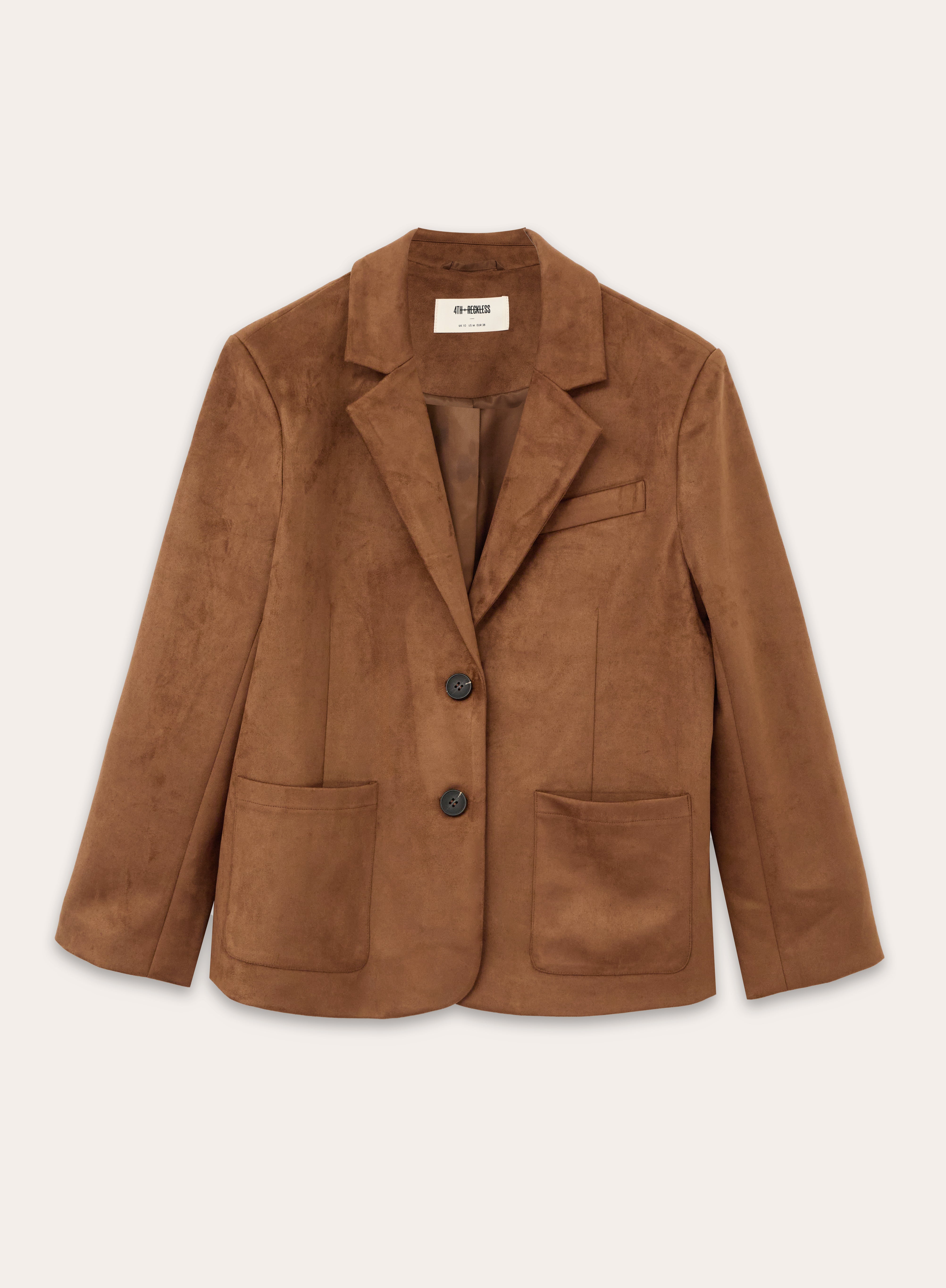 Brown Faux Suede Blazer